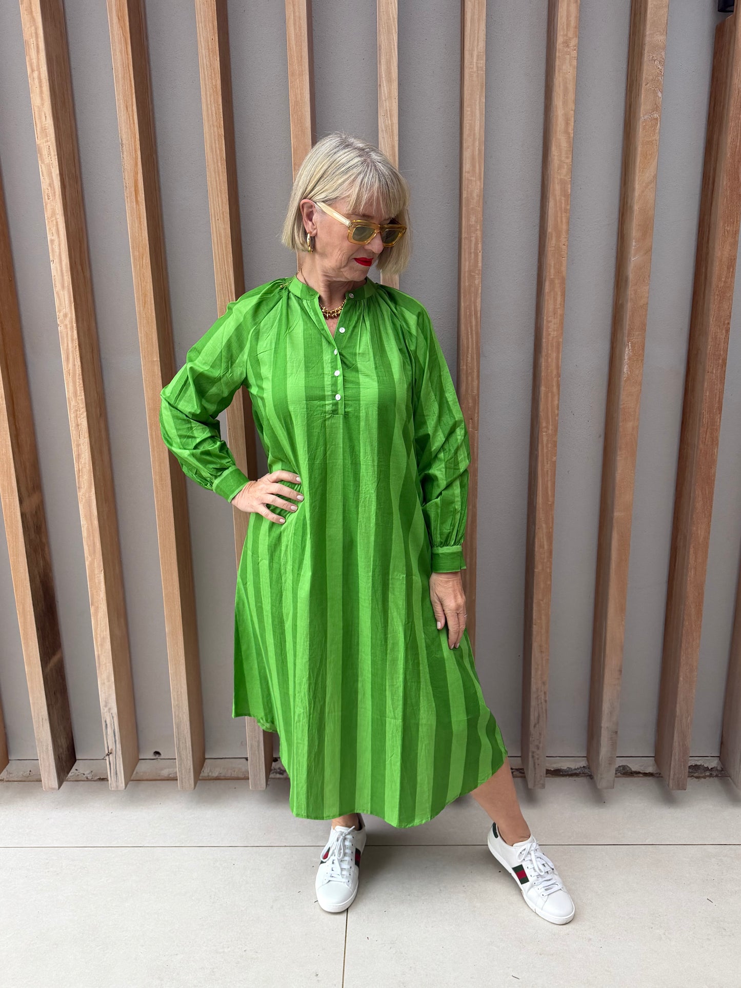 Green striped Kurta dress