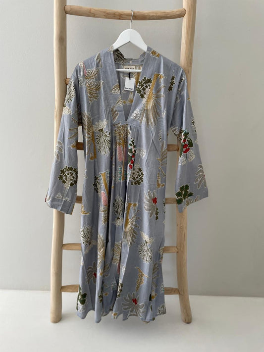Grey palm floral dress