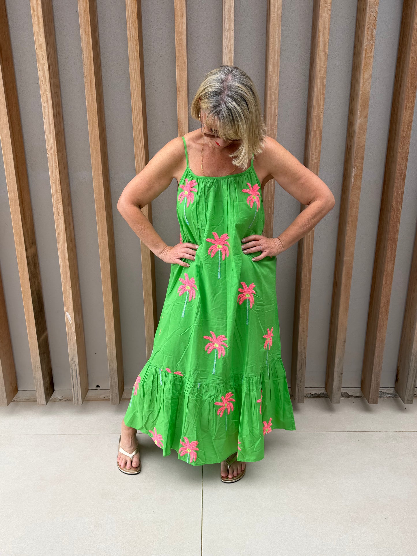 Lime green sleeveless dress