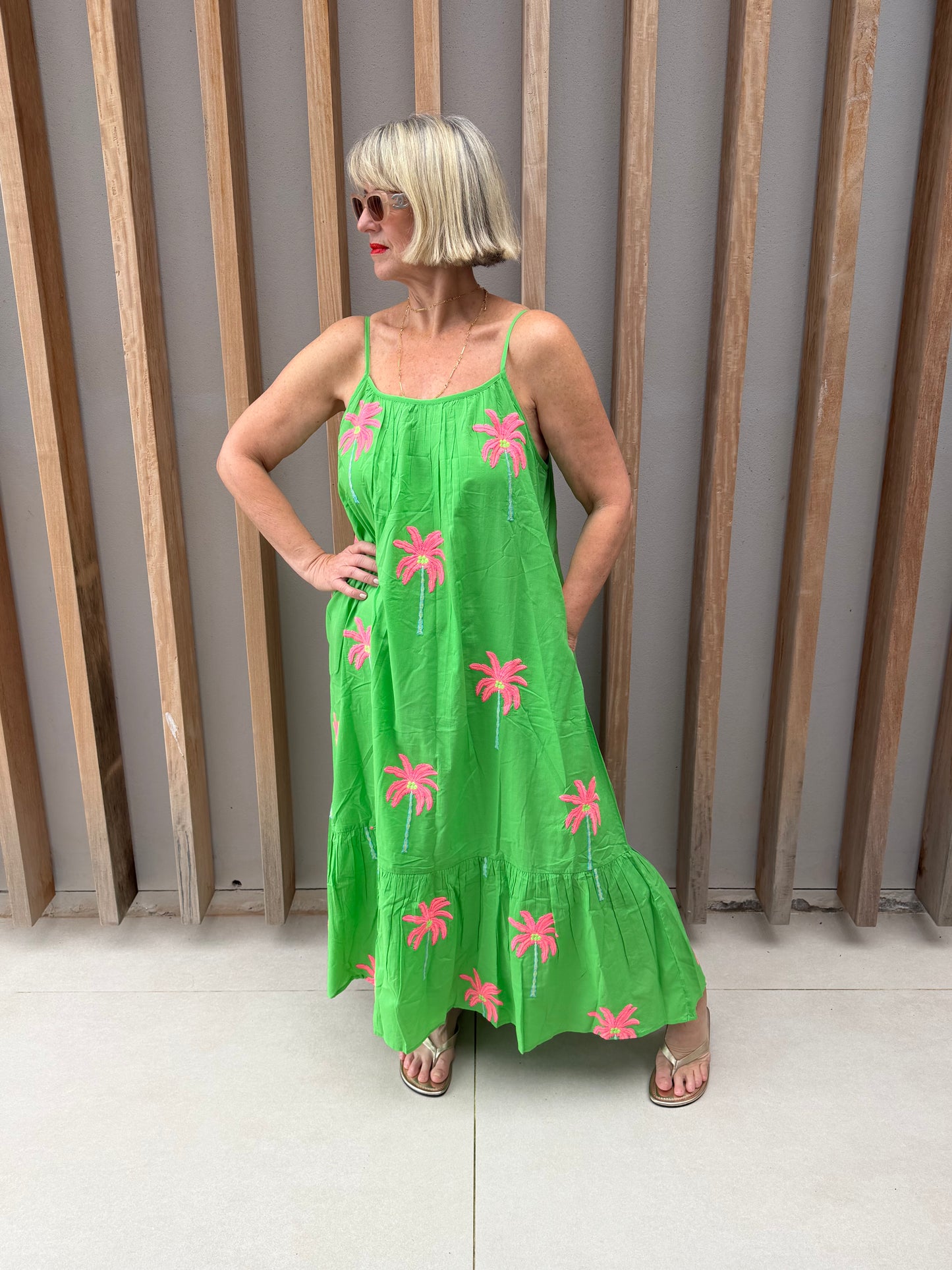 Lime green sleeveless dress