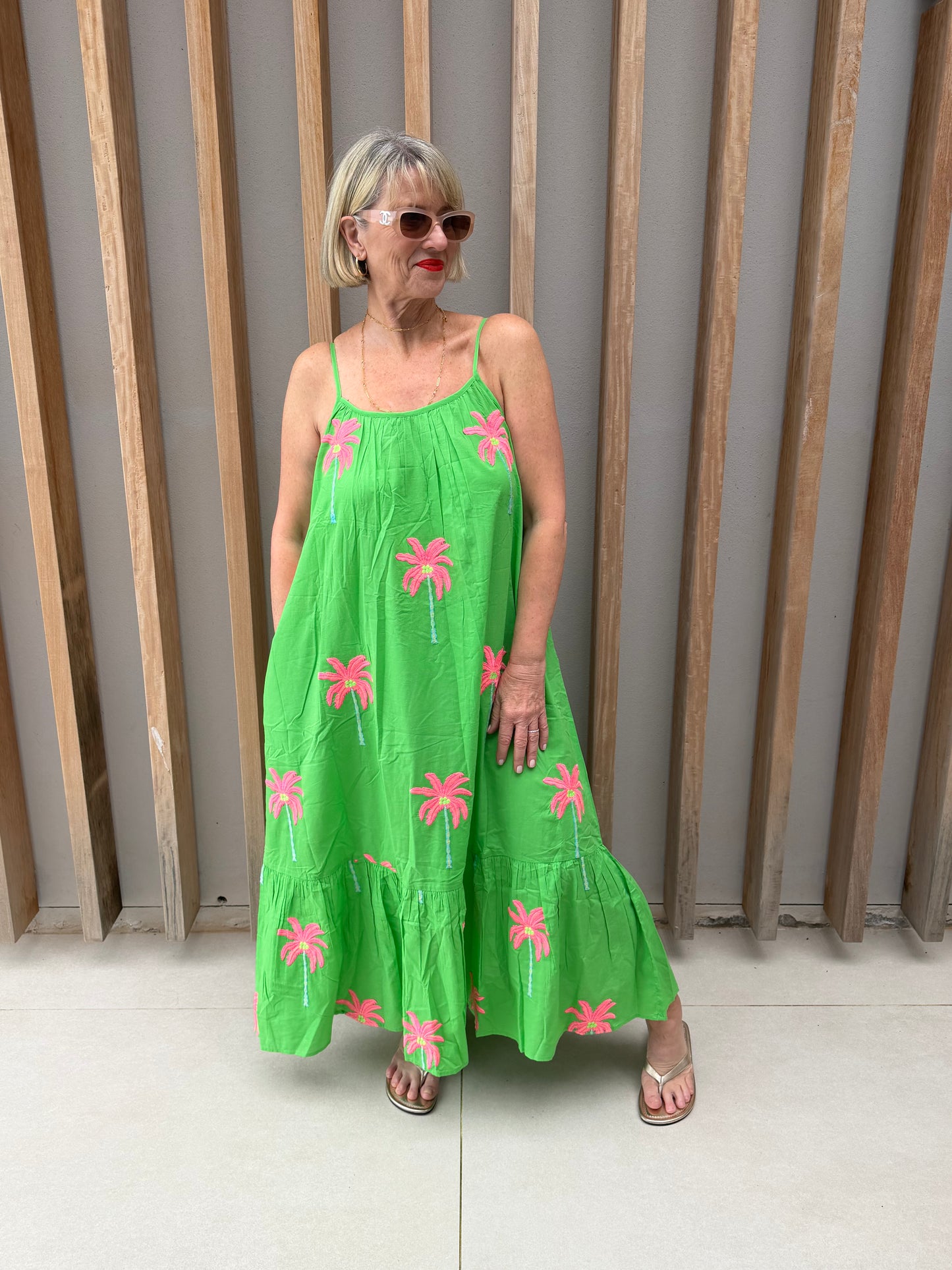 Lime green sleeveless dress