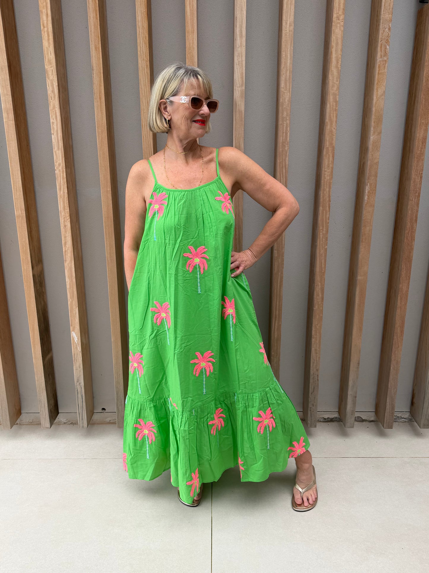 Lime green sleeveless dress
