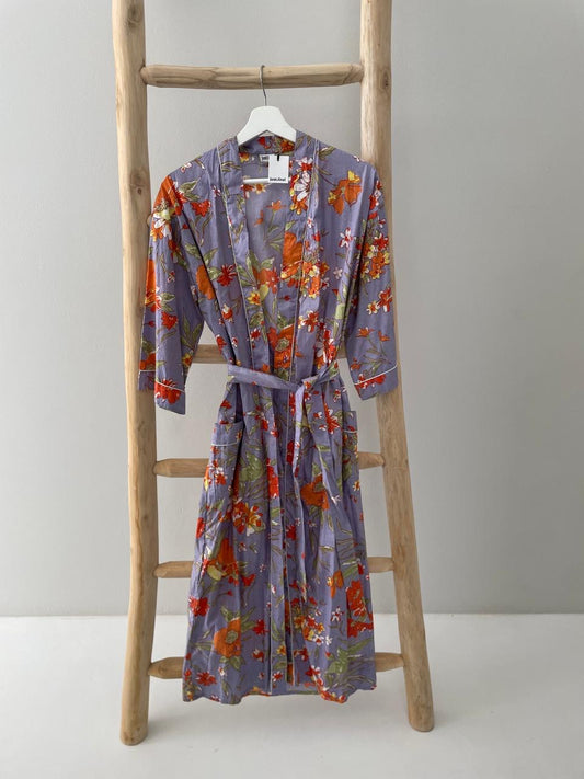 Mauve orange floral Kimono
