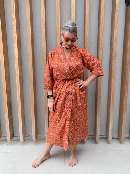 Orange floral Kimono