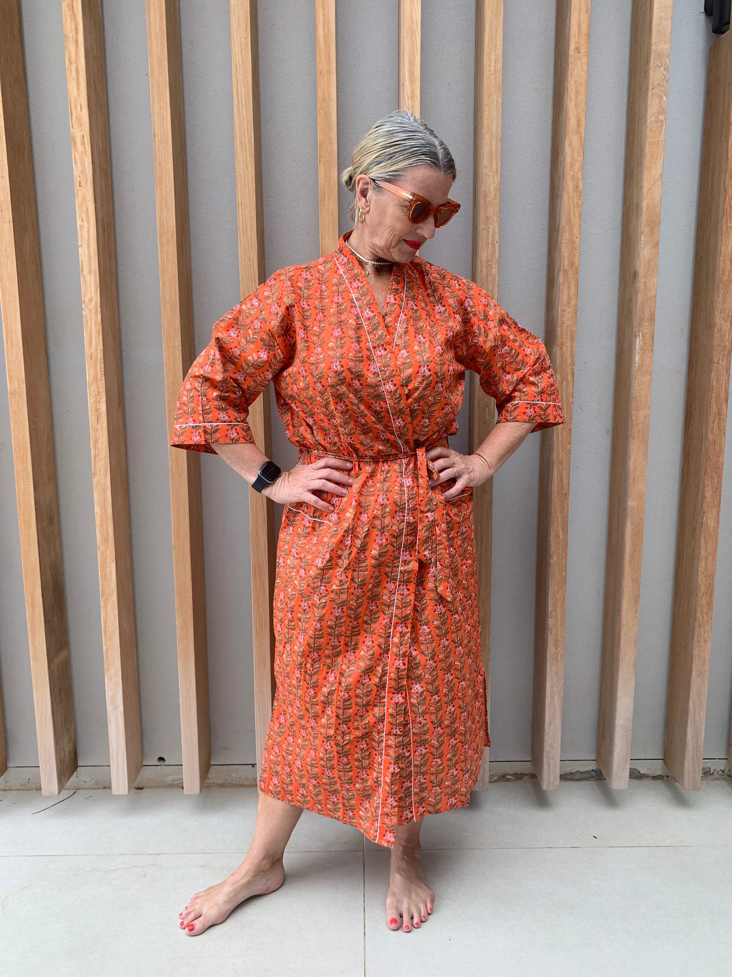 Orange floral Kimono