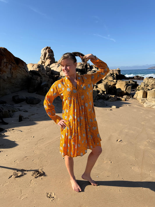 Orange floral dress
