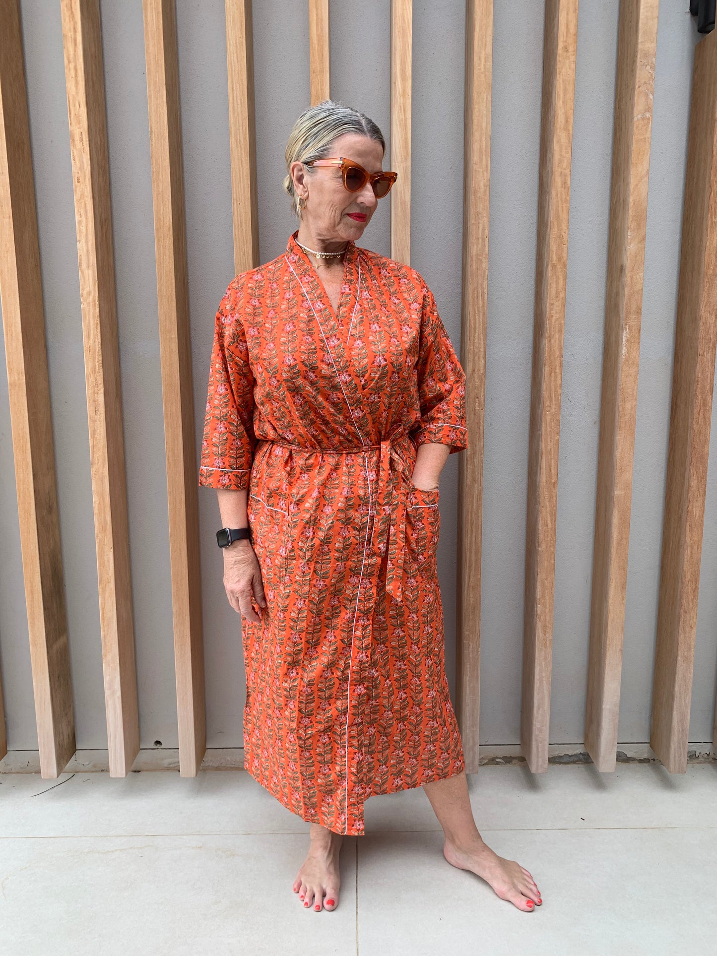 Orange floral Kimono
