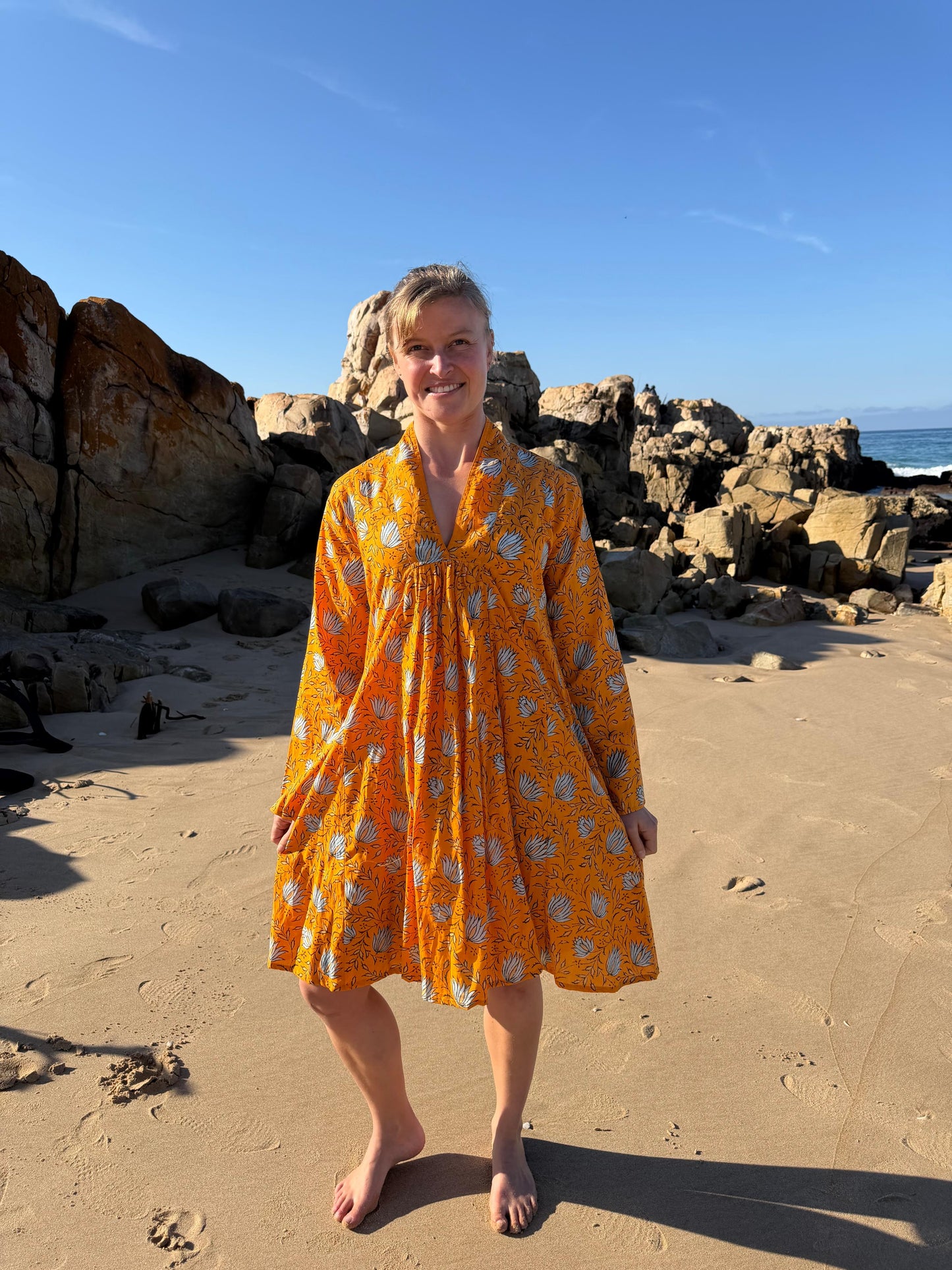 Orange floral dress