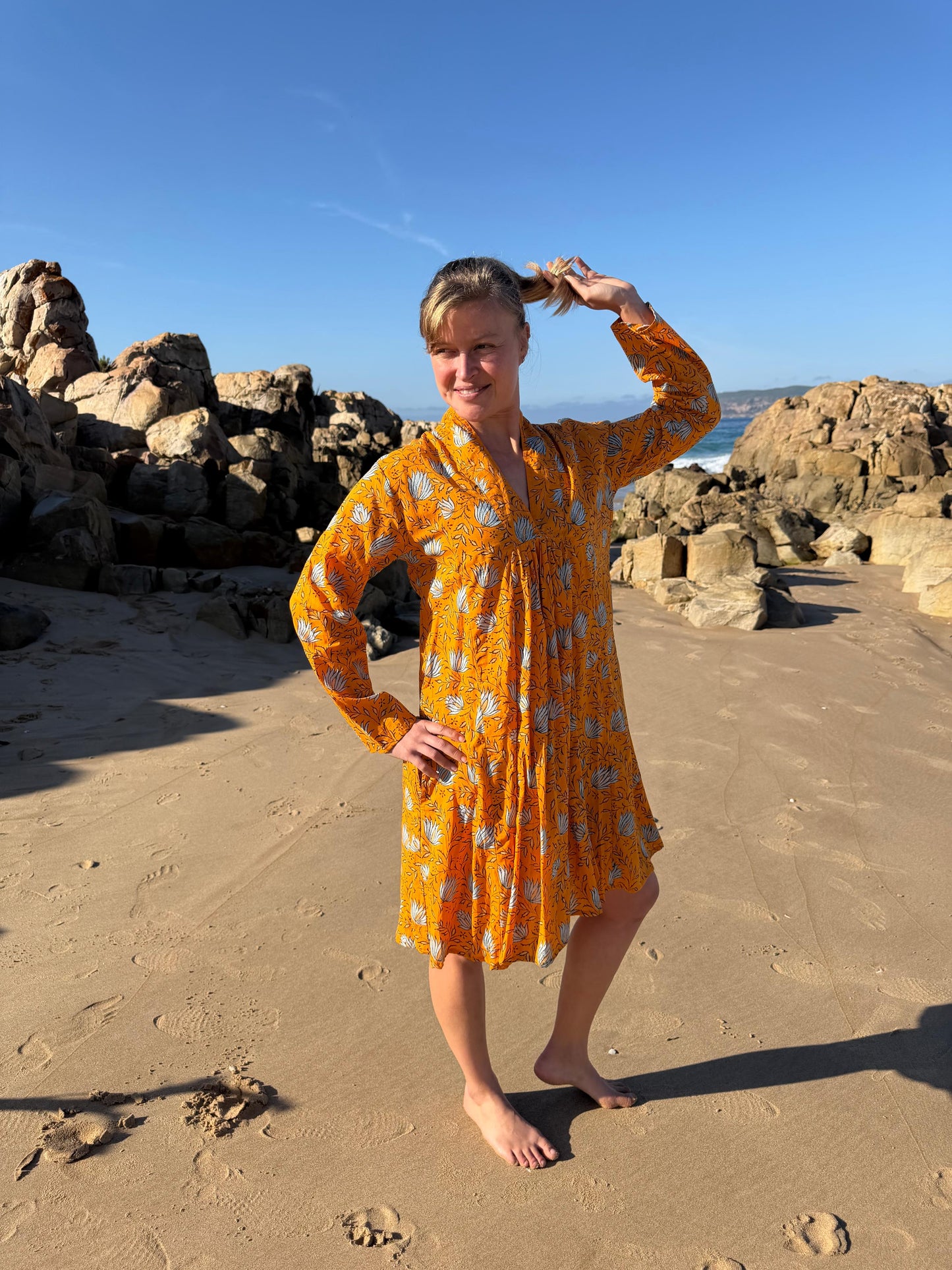 Orange floral dress