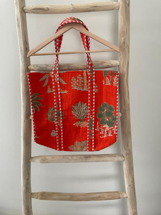 Tote Bag: Orange, bronze & green