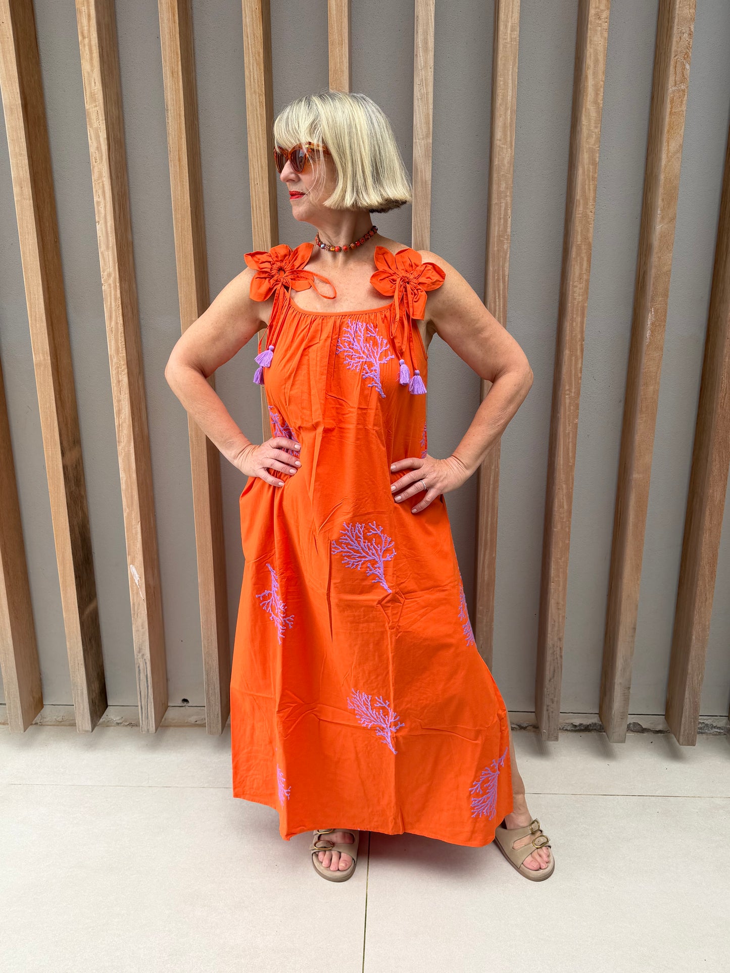 Orange sleeveless dress