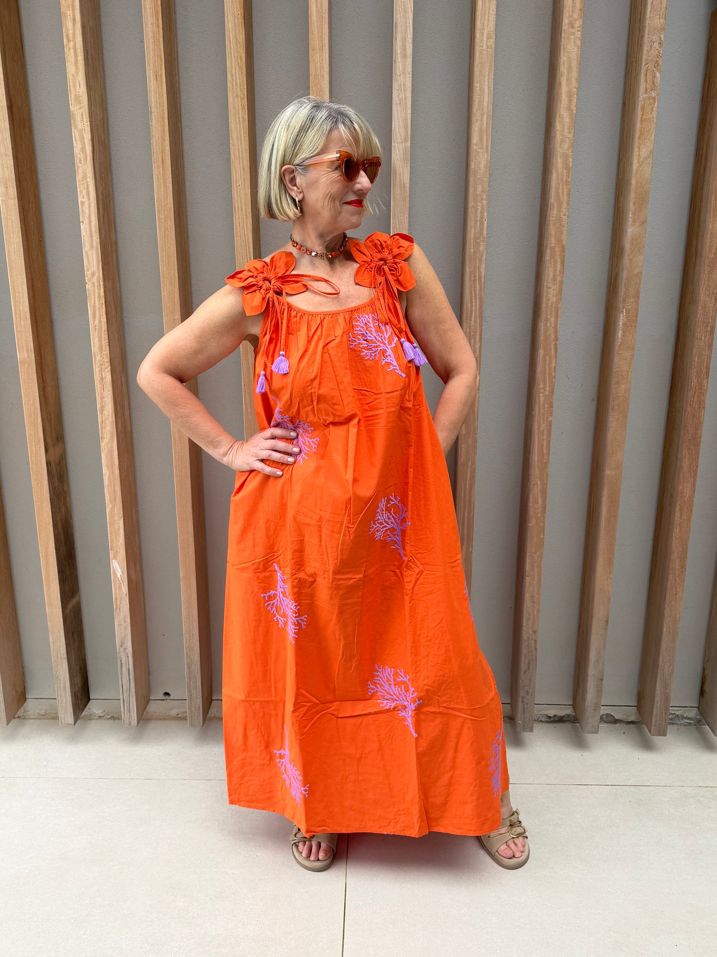 Orange sleeveless dress