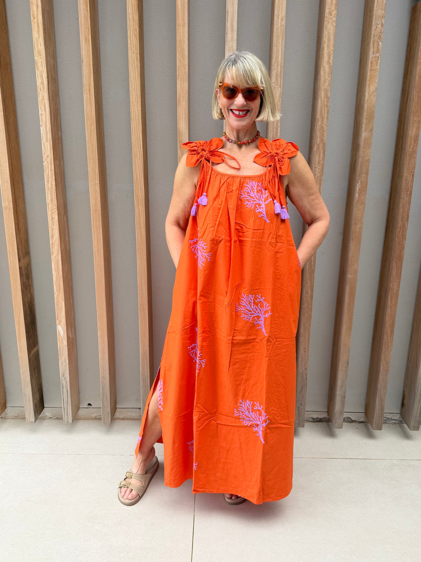 Orange sleeveless dress