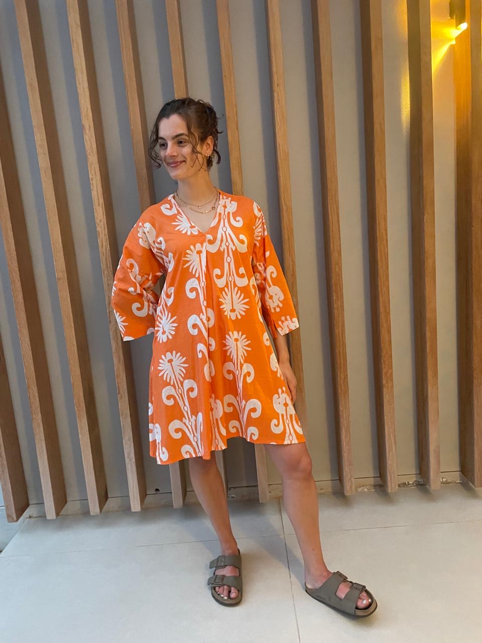 Orange & white floral dress