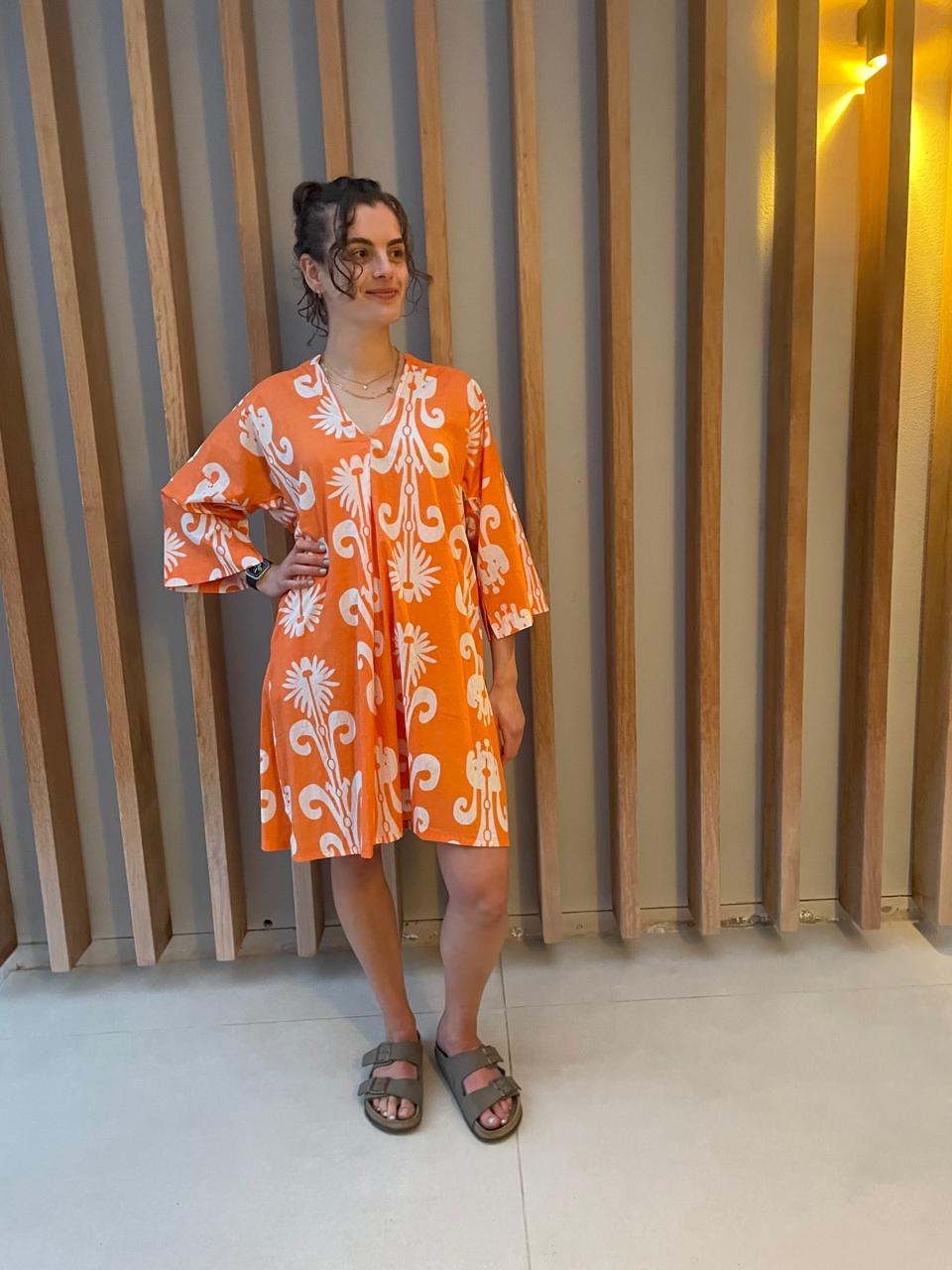 Orange & white floral dress