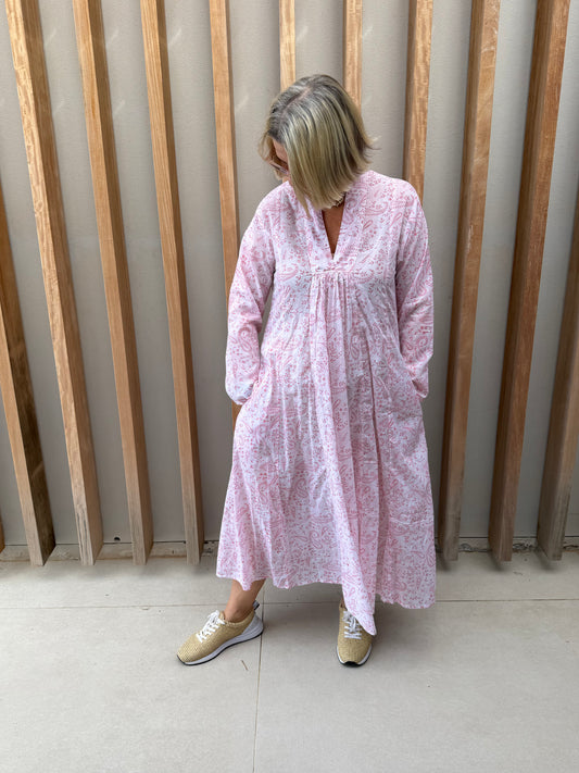 Pale pink paisley dress
