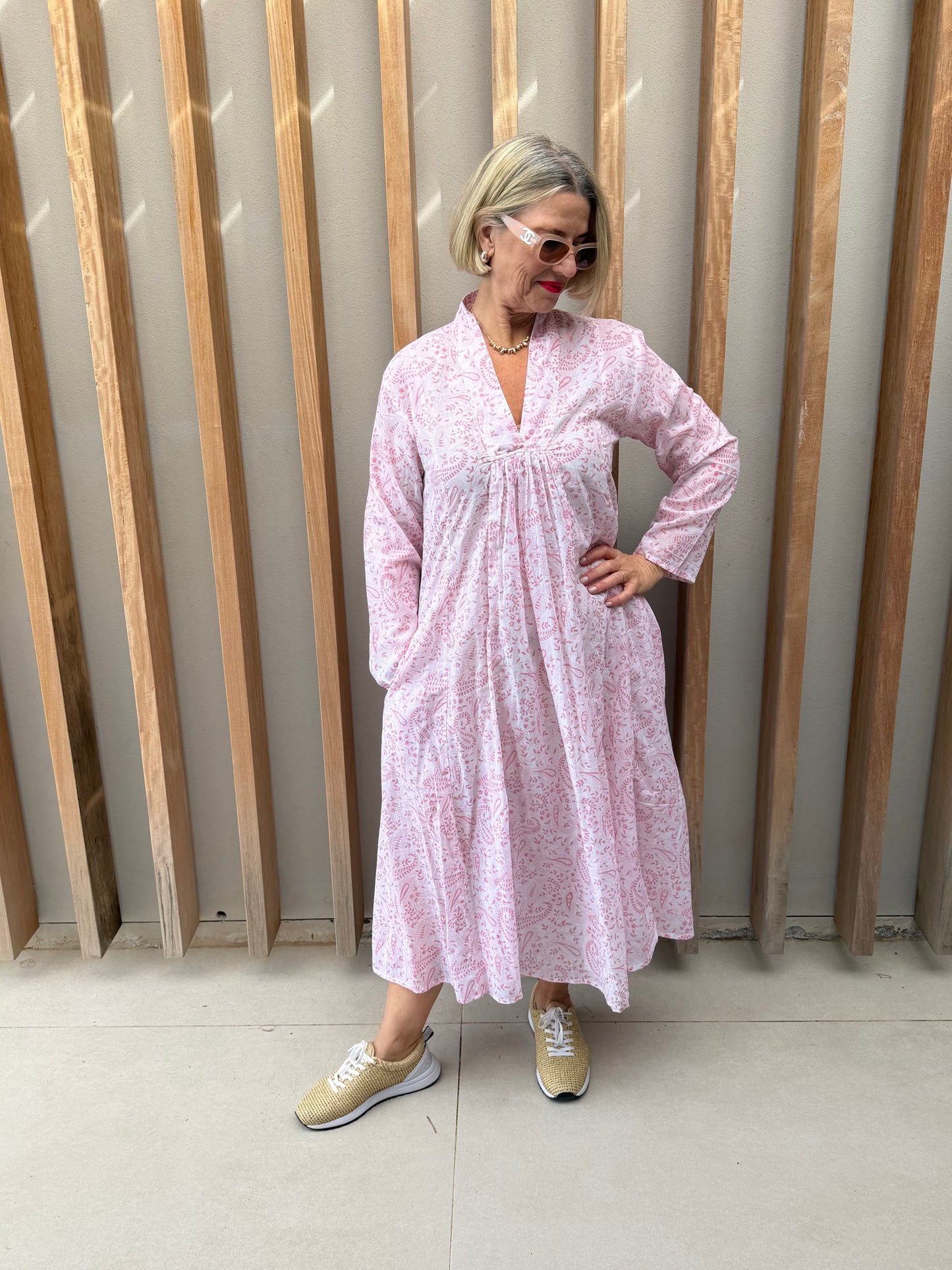 Pale pink paisley dress