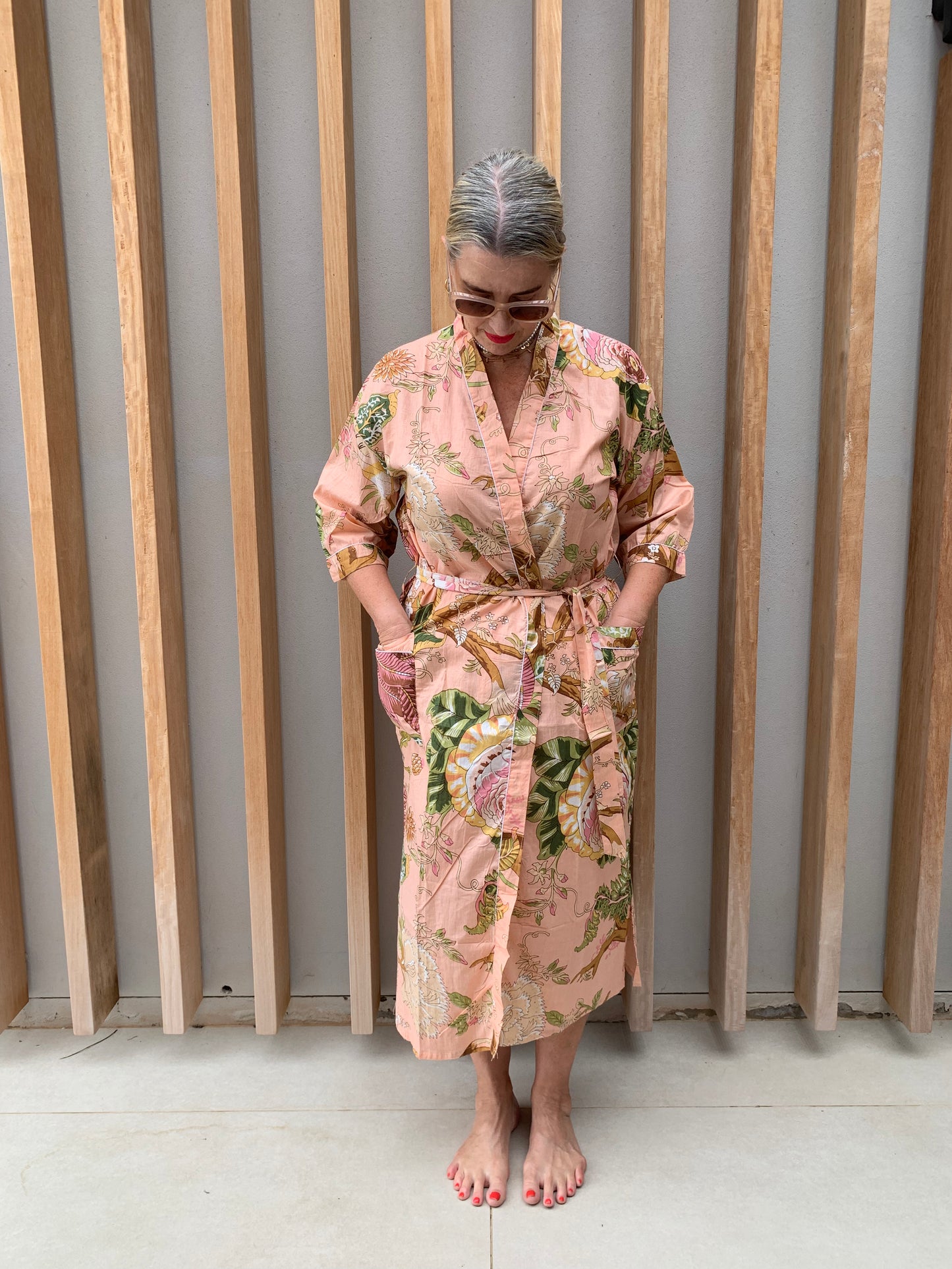 Peach floral Kimono