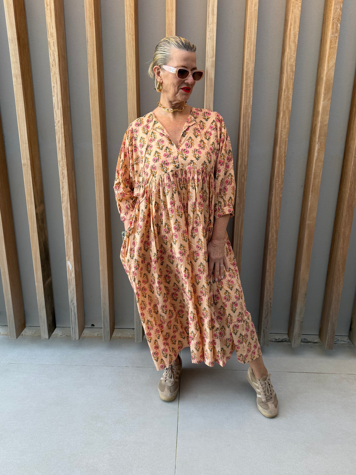 Peach floral dress