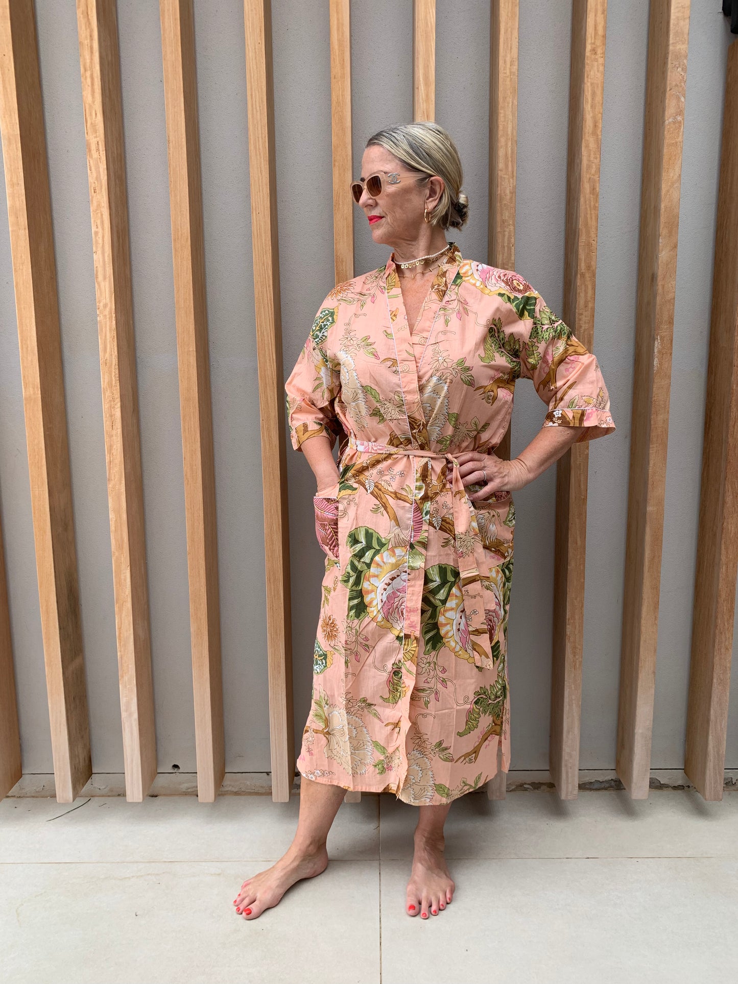 Peach floral Kimono