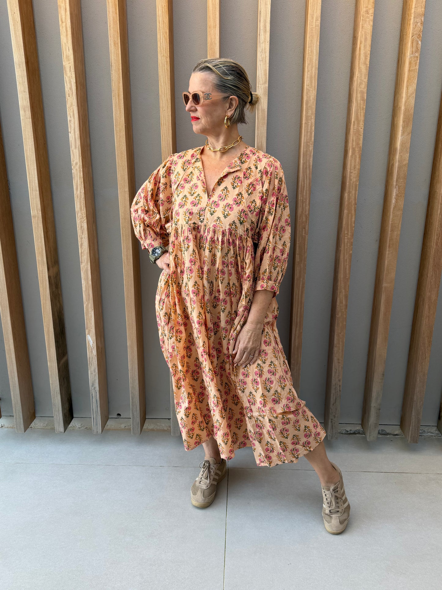Peach floral dress