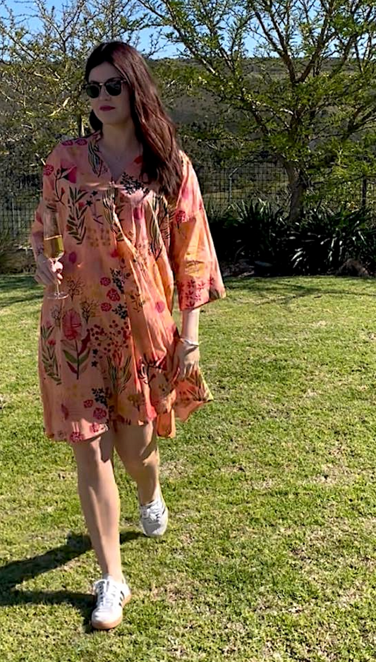 Peach floral dress