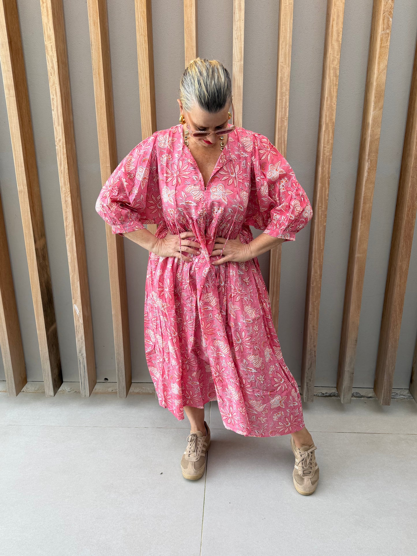 Pink & white floral dress
