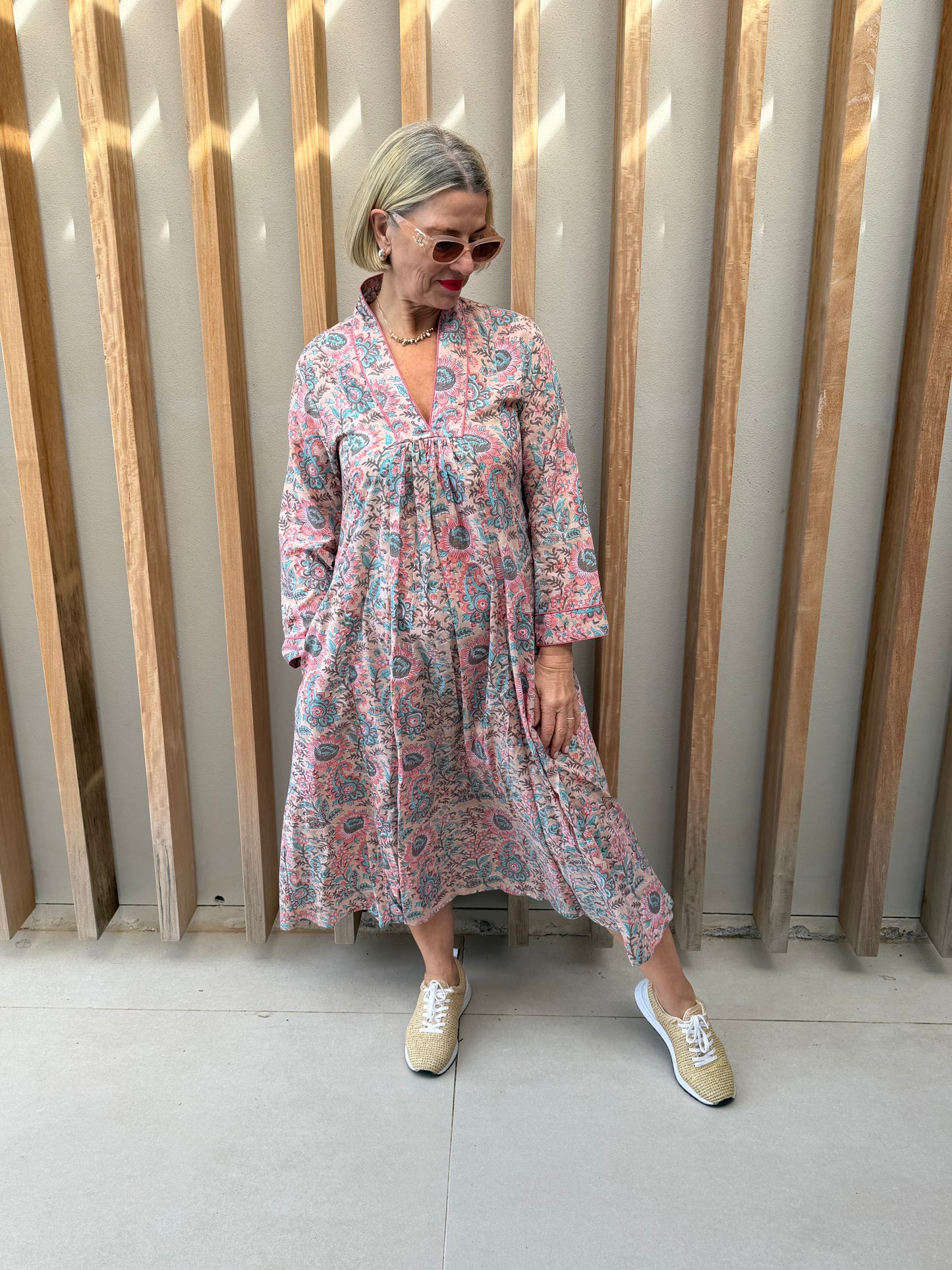 Pink & blue floral dress