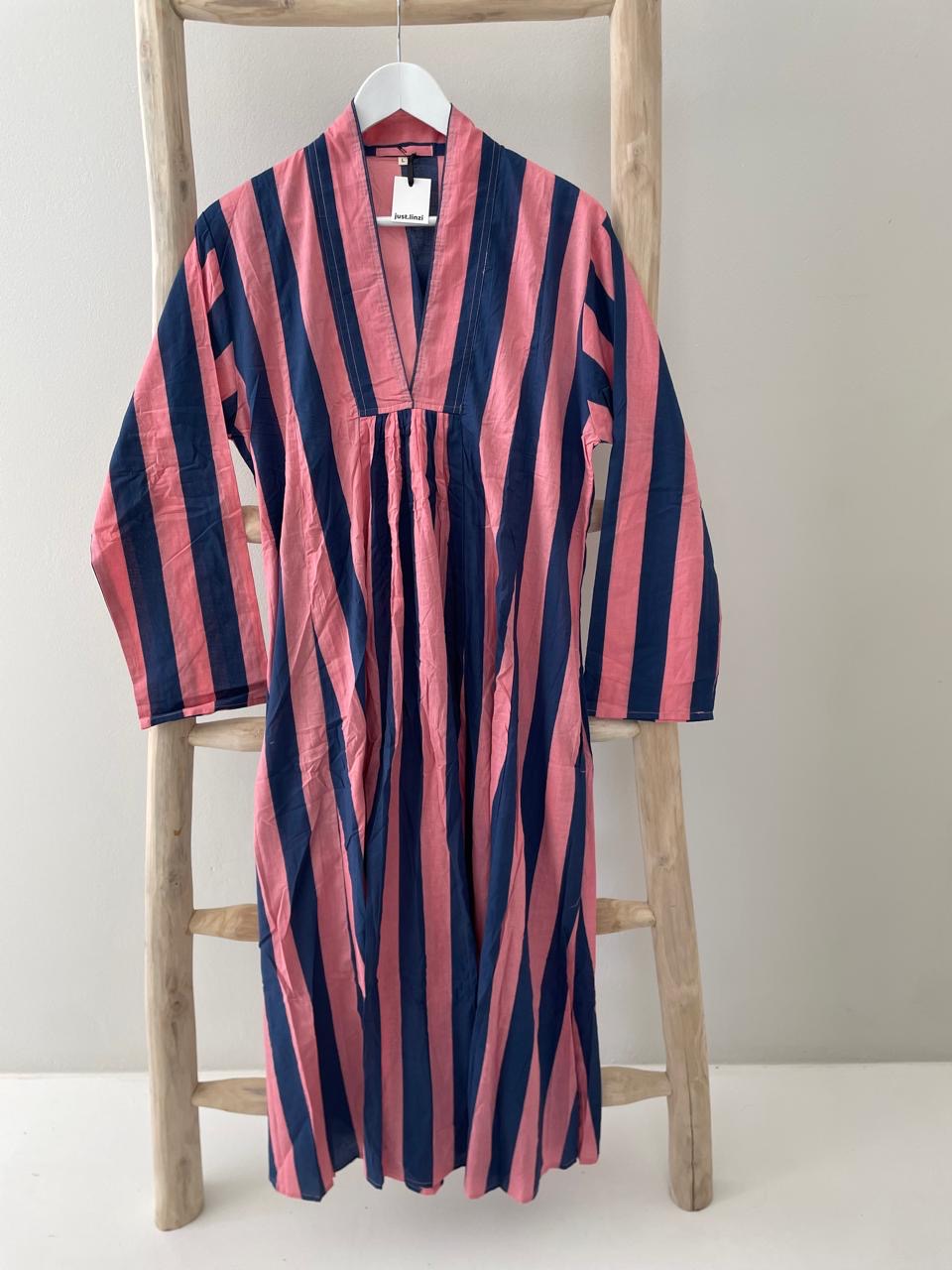 Pink & navy striped dress