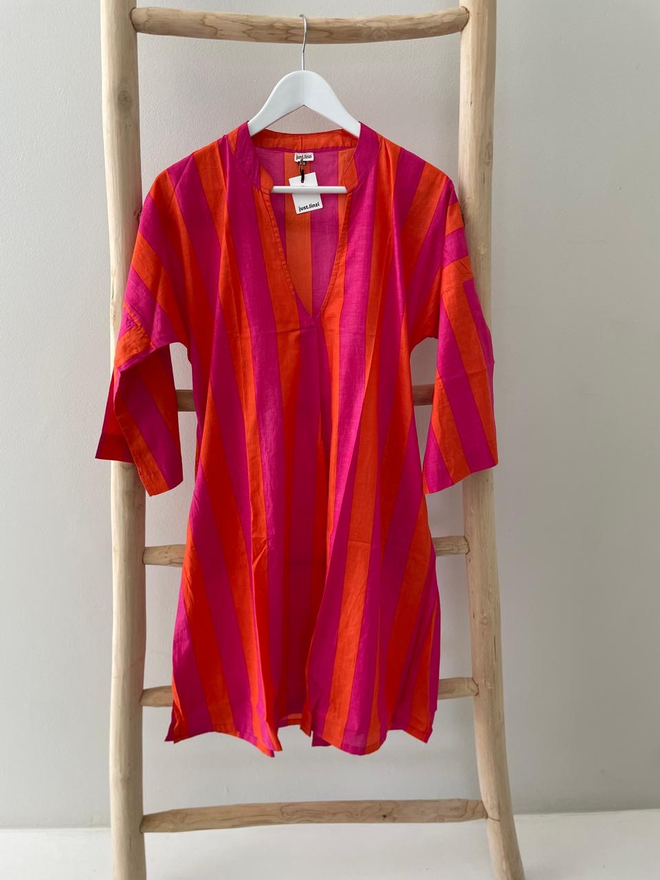 Pink & orange striped dress
