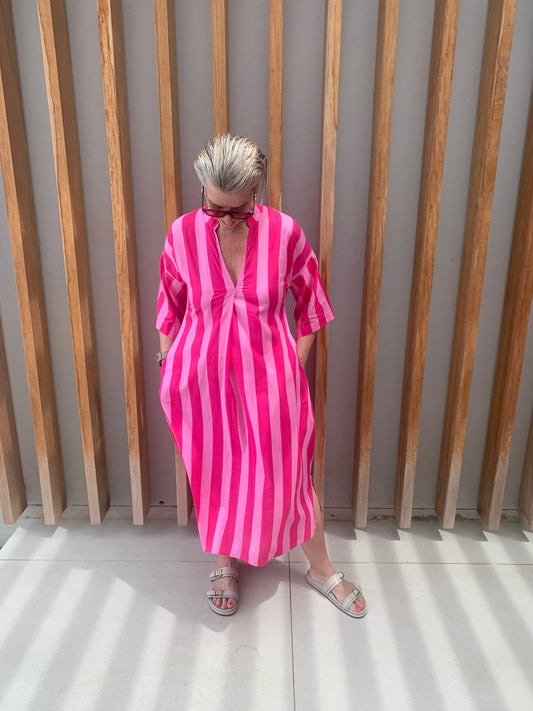 Pink two tone stripe dress