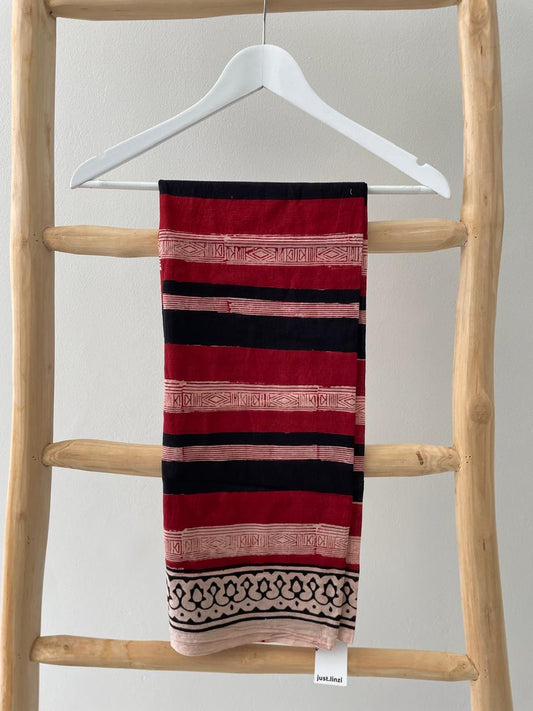 Red burgundy & black striped Sarong