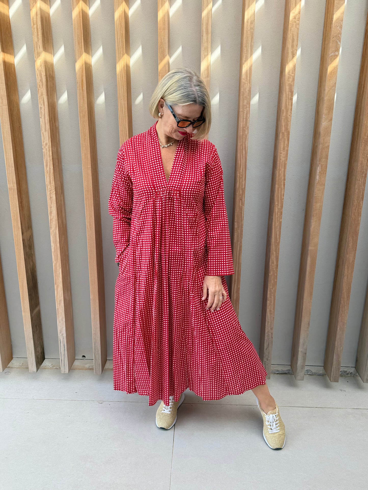 Red & white checked dress