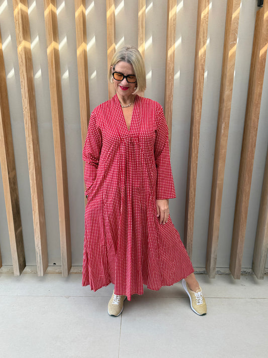 Red & white checked dress