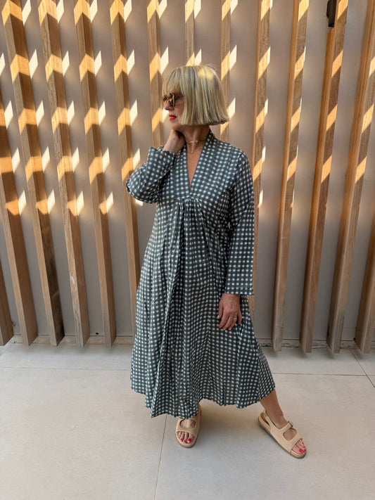 Sage green checked dress
