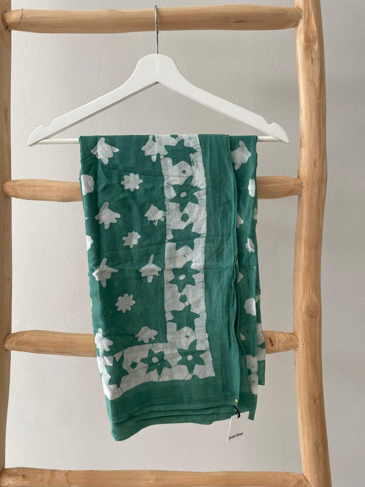 Sea green Sarong with floral pattern