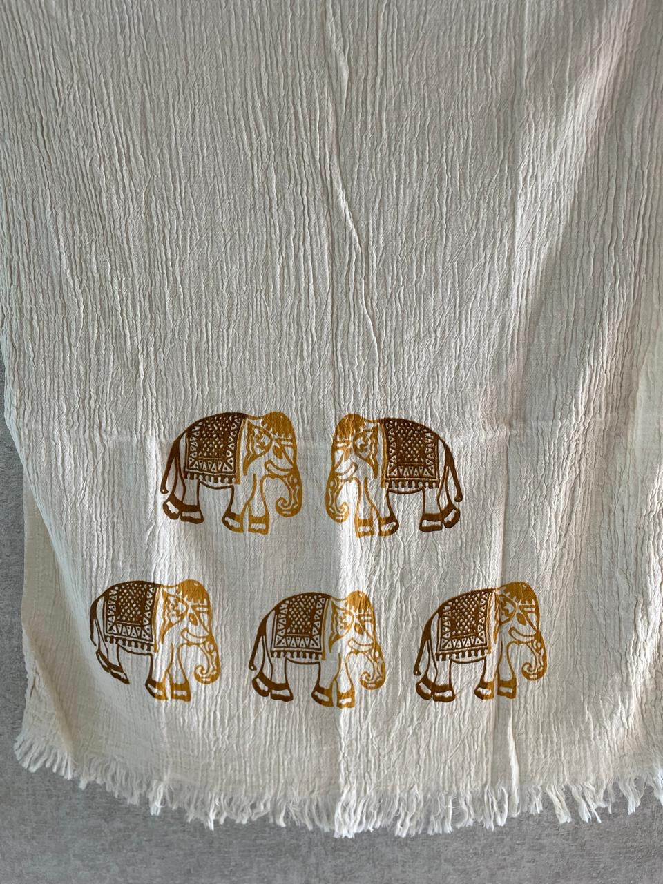 Turkish Towel - Beige & Bronze elephant