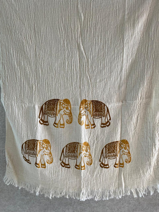 Turkish Towel - Beige & Bronze elephant