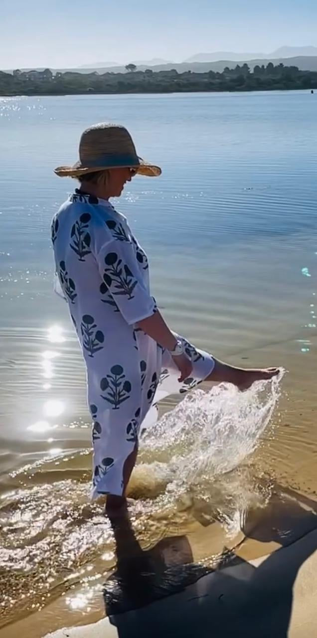 White & grey poppies dress