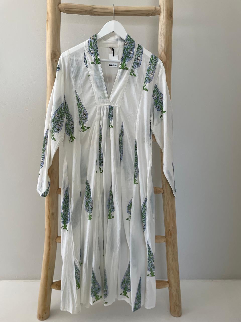 White & green conifer dress
