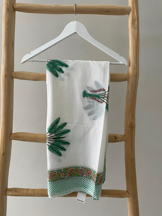 White & green fan palm Sarong
