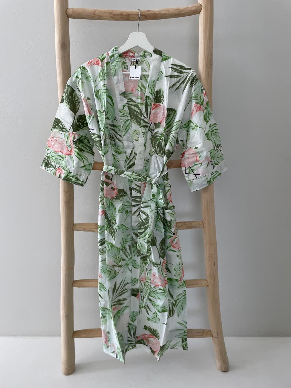 White green pink floral Kimono