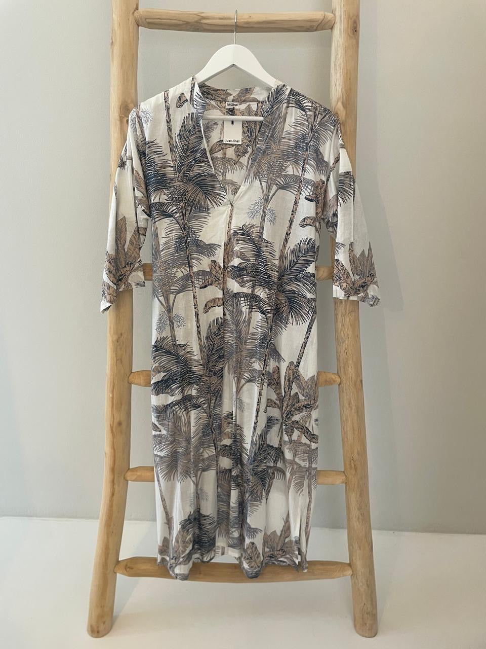 White & grey palm dress