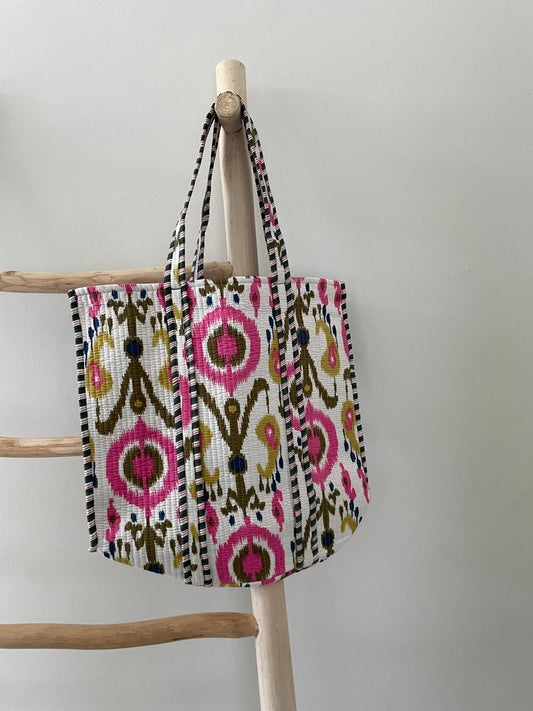 Tote Bag: white & pink