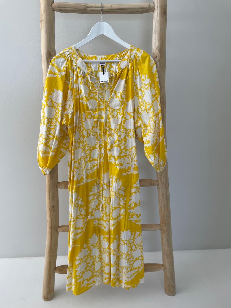 White & yellow floral dress