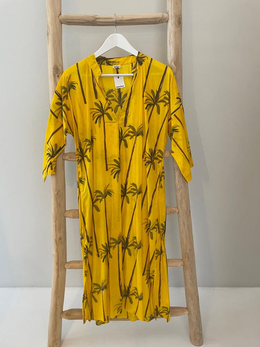 Yellow palm floral dress