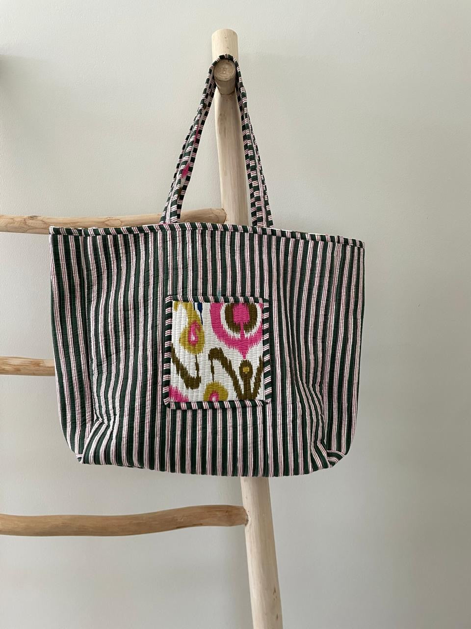 Tote Bag: white & pink